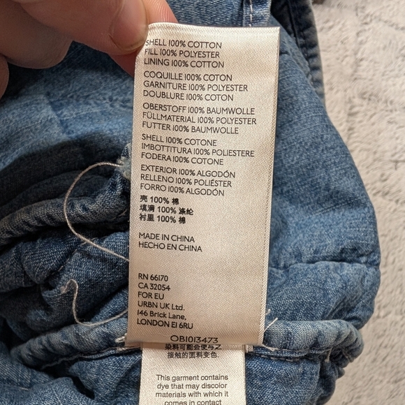 Free People Jacket Womens L Blue Cali Indigo Dolman Quilted Denim Slouchy Zip - Picture 7 of 9